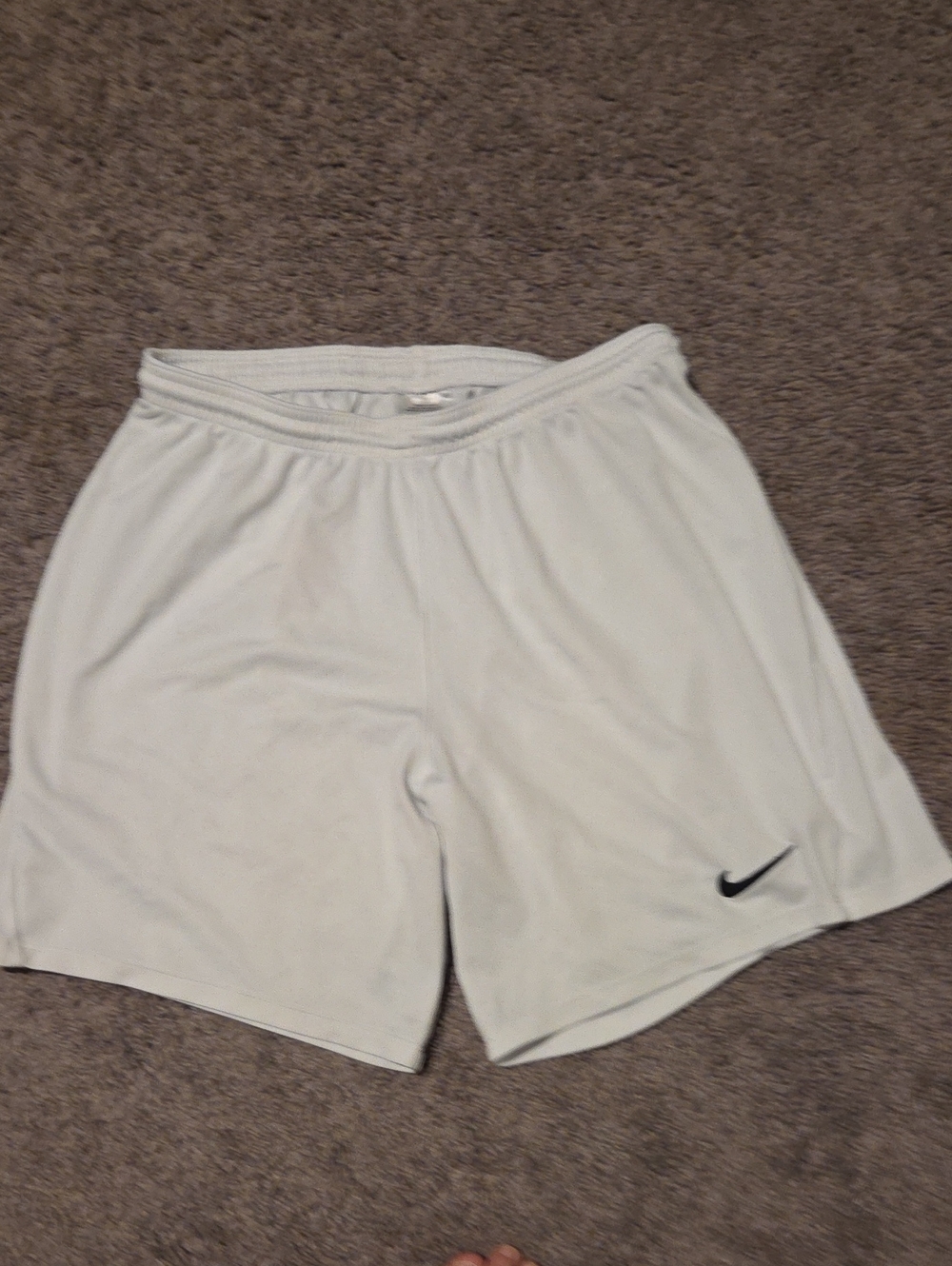Nike White Men's Athletic Shorts with Black Swoosh